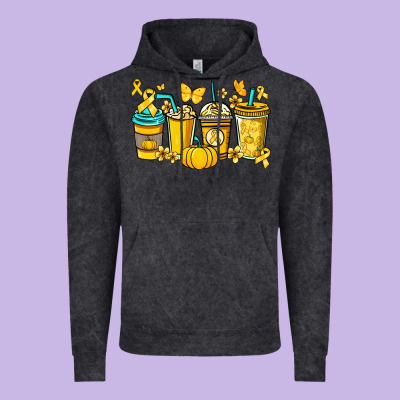 Childhood Cancer Coffee Cups Yellow Ribbon Vintage Hoodie Designed By Nancycooperartshop