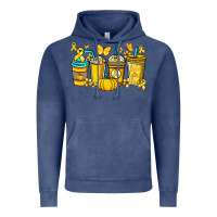 Vintage Denim Childhood Cancer coffee cups yellow ribbon Vintage Hoodie - NancyCooperArtShop