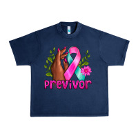 Navy Previvor Breast Cancer Urban Heavy Tee - NancyCooperArtShop