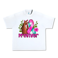 White Previvor Breast Cancer Urban Heavy Tee - NancyCooperArtShop