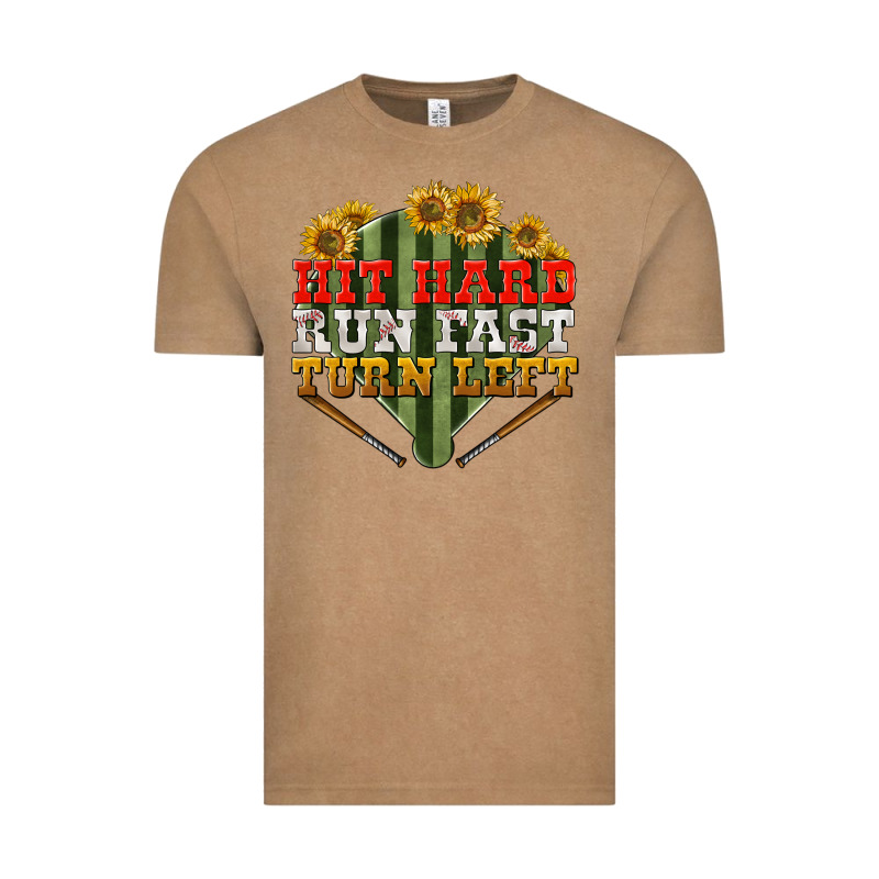 Hit Hard Run Fast Turn Left Vintage Tee by NancyCooperArtShop | Teevron