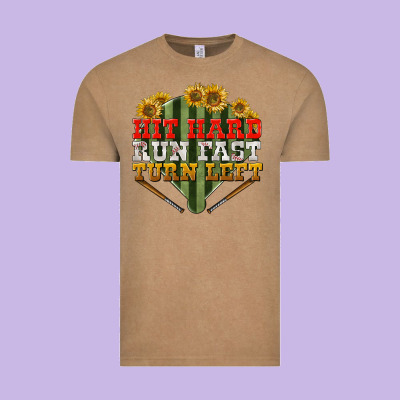 Hit Hard Run Fast Turn Left Vintage Tee Designed By Nancycooperartshop