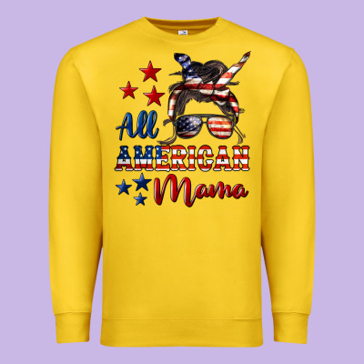 All American Mama Mother's Day Premium Sweatshirt Designed By Lillyallendesigns