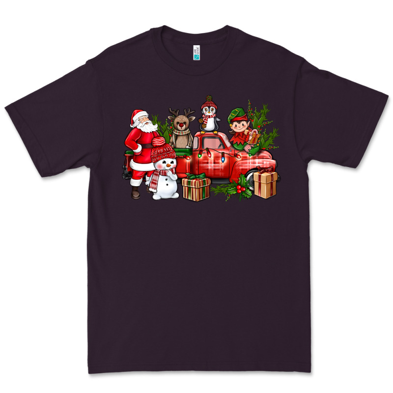 Santa Snowman Reindeer Penguin Elf Christmas Truck Premium Tee by BundleAndBundleShop | Teevron