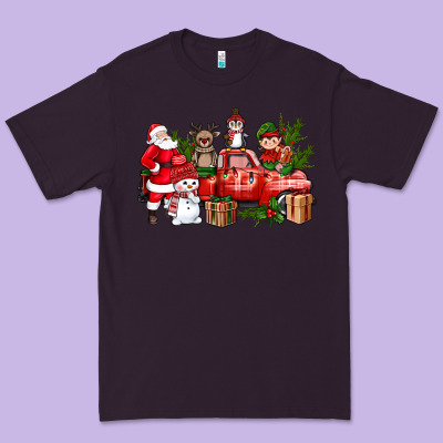 Santa Snowman Reindeer Penguin Elf Christmas Truck Premium Tee Designed By Bundleandbundleshop