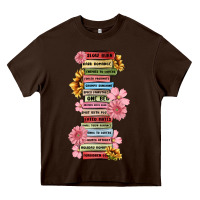 Chocolate Brown floral books Heavy Core Tee - MaliasSmallBusiness