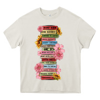 Cream floral books Heavy Core Tee - MaliasSmallBusiness