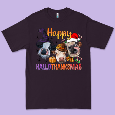 Happy Hallothanksmas Cows Premium Tee Designed By Bundleandbundleshop