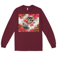 Burgundy skulls and roses tumbler Long Sleeve Tee - TumblerDesignByShophia
