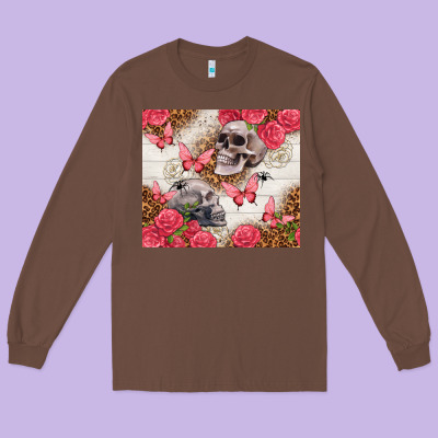 Skulls And Roses Tumbler Long Sleeve Tee Designed By Tumblerdesignbyshophia