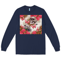 Navy skulls and roses tumbler Long Sleeve Tee - TumblerDesignByShophia