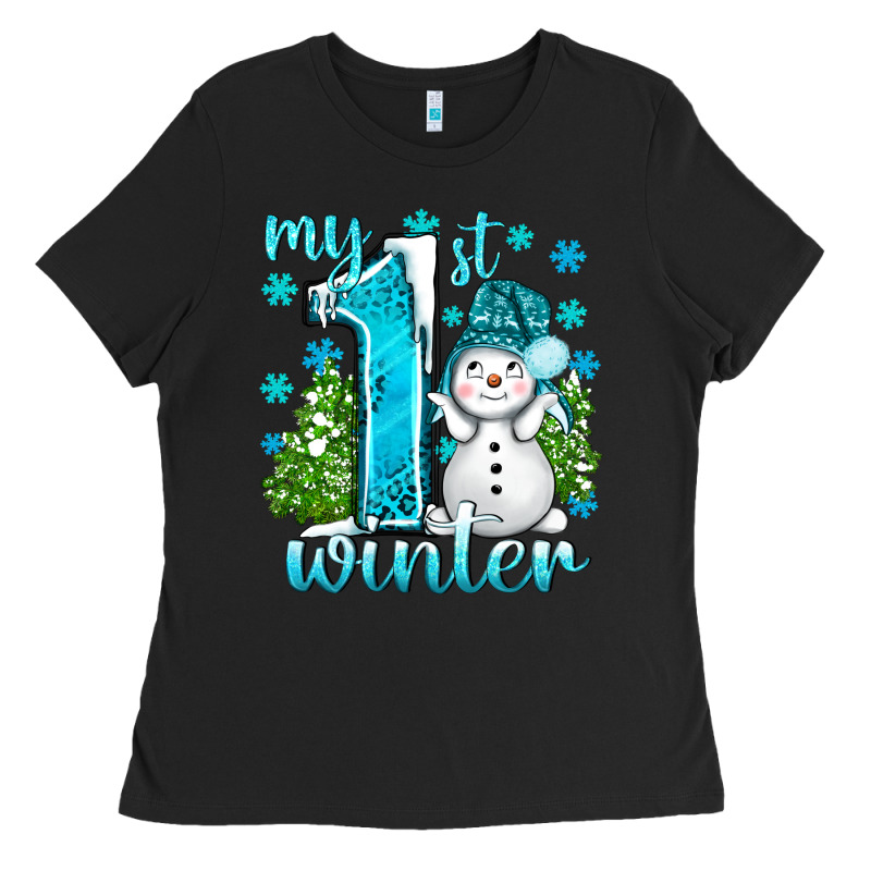 My 1 St Winter With Cute Snowman Ladies Tee by BundleAndBundleShop | Teevron