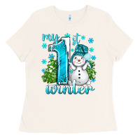 Bone My 1 St Winter With Cute Snowman Ladies Tee - BundleAndBundleShop