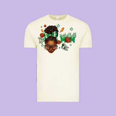 Afro Messy Bun Full Face Basketball Mom Vintage Tee Designed By Texasbilliewilder