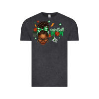 Vintage Black Afro Messy Bun Full Face Basketball Mom Vintage Tee - texasbilliewilder