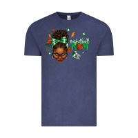 Vintage Denim Afro Messy Bun Full Face Basketball Mom Vintage Tee - texasbilliewilder