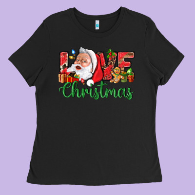 Love Christmas With Santa Ladies Tee Designed By Bundleandbundleshop