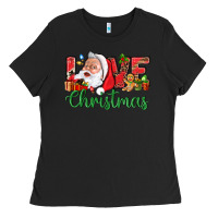 Black Love Christmas With Santa Ladies Tee - BundleAndBundleShop