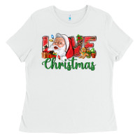 White Love Christmas With Santa Ladies Tee - BundleAndBundleShop