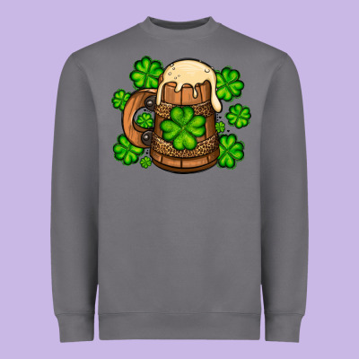 St. Patrick's Beer And Shamrock Heavyweight Sweatshirt Designed By Oliviacreatesart