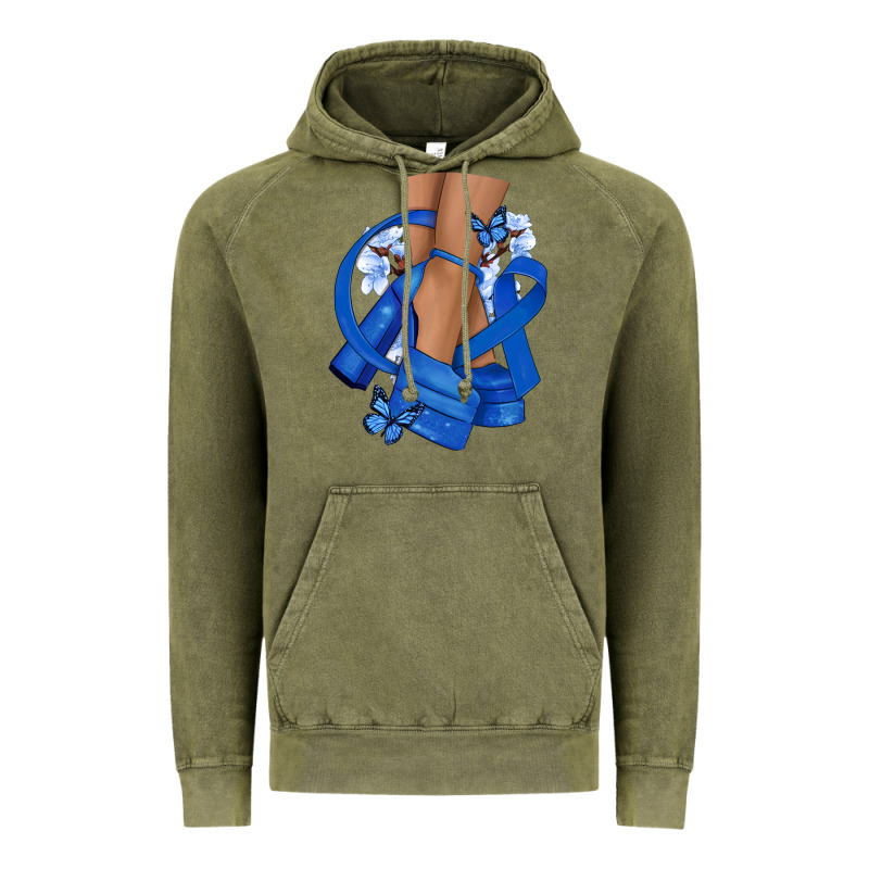 Colon Cancer Diva Blue Ribbon Vintage Hoodie by NancyCooperArtShop | Teevron