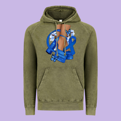 Colon Cancer Diva Blue Ribbon Vintage Hoodie Designed By Nancycooperartshop
