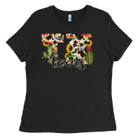 Black texas state cowhide serape cactus Ladies Tee - RanaPortraitStore