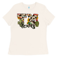 Bone texas state cowhide serape cactus Ladies Tee - RanaPortraitStore