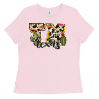 Bubblegum Pink texas state cowhide serape cactus Ladies Tee - RanaPortraitStore