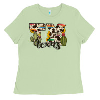 Matcha texas state cowhide serape cactus Ladies Tee - RanaPortraitStore