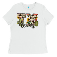 White texas state cowhide serape cactus Ladies Tee - RanaPortraitStore