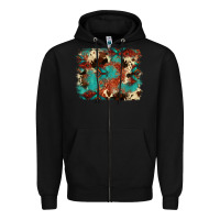 Black aztec turquoise glitter cowhide  tooled leather ba Zipper Hoodie - FaDigitalArtStudio
