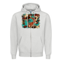 Dove Grey aztec turquoise glitter cowhide  tooled leather ba Zipper Hoodie - FaDigitalArtStudio