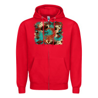 Red aztec turquoise glitter cowhide  tooled leather ba Zipper Hoodie - FaDigitalArtStudio