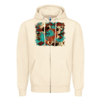 Aztec Turquoise Glitter Cowhide  Tooled Leather Ba Zipper Hoodie | Teevron