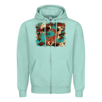 Seafoam aztec turquoise glitter cowhide  tooled leather ba Zipper Hoodie - FaDigitalArtStudio