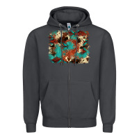 Smoke aztec turquoise glitter cowhide  tooled leather ba Zipper Hoodie - FaDigitalArtStudio