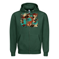 Sports Green aztec turquoise glitter cowhide  tooled leather ba Zipper Hoodie - FaDigitalArtStudio