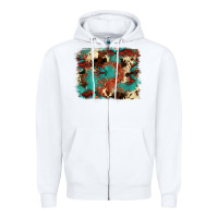 White aztec turquoise glitter cowhide  tooled leather ba Zipper Hoodie - FaDigitalArtStudio