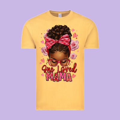 One Loved Mama Afro Messy Bun Vintage Tee Designed By Texasbilliewilder