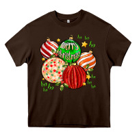 Chocolate Brown merry christmas tree ball Heavy Core Tee - MaliasSmallBusiness