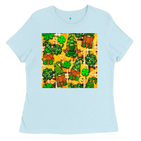 Baby Blue St. Patricks gnomies seamless pattern Ladies Tee - BundleAndBundleShop