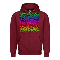 Burgundy colorful leopard seamless pattern Zipper Hoodie - BundleAndBundleShop