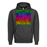 Charcoal Heather colorful leopard seamless pattern Zipper Hoodie - BundleAndBundleShop
