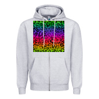 Heather Grey colorful leopard seamless pattern Zipper Hoodie - BundleAndBundleShop