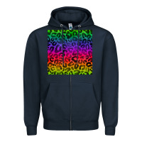 Navy colorful leopard seamless pattern Zipper Hoodie - BundleAndBundleShop