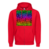 Red colorful leopard seamless pattern Zipper Hoodie - BundleAndBundleShop