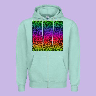 Colorful Leopard Seamless Pattern Zipper Hoodie Designed By Bundleandbundleshop