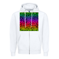 White colorful leopard seamless pattern Zipper Hoodie - BundleAndBundleShop