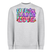 Heather Grey Live laugh love hippie Valentine's Day Heavyweight Sweatshirt - FaDigitalArtStudio